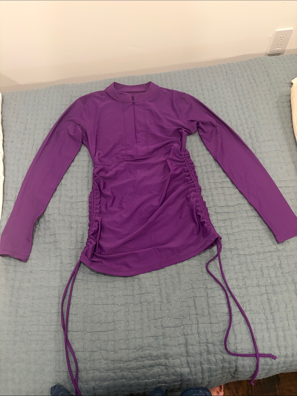 Women’s Long-Sleeve Ruched Swim Top - Purple